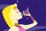 Cosmo Girl, drinks from her magic flask.