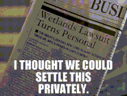 Sandy's lawsuit against the Newport Group is on the front page