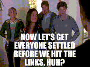  helps everyone get settled into the house before they go golfing.