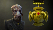 Promotional image of Oddworld: Soulstorm, showcasing the medal of the Stockgluck Guild