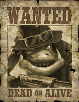 A Wanted Poster of Filthy Hands Floyd located within the Gizzard Gulch Bounty Store.