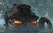 Sekto swimming in the murky waters of the freed Mongo River.