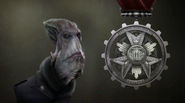 Promotional image of Oddworld: Soulstorm, showcasing the medal of the IronChronos Guild.