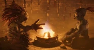 Abe consulting the Masked Shaman