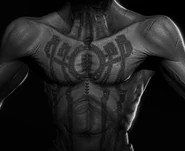 A close up look at Abe's chest scars