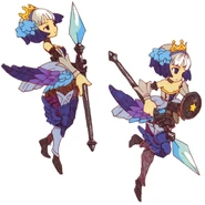 Roughs of Gwendolyn's in-game sprite before being touched up and finalized