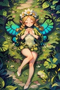 Mercedes Artwork from Civitai Website, this picture shows her lying down on the grass along with frog ingway