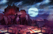 Titania's crumbling ruins during the armageddon