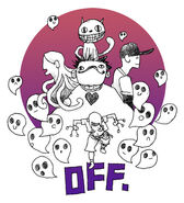 An image depicting the main characters of OFF (including Sugar, strangely).