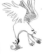 A drawing of Japhet with hands exiting the mouth of Valerie in a similar fashion of a Burnt's smoke fume.