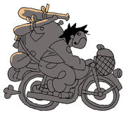 Zacharie riding a motorcycle, as seen on Mortis Ghost's Redbubble.