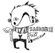 Zacharie with wings and a sword.