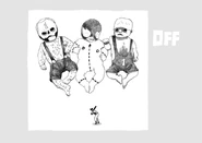 Artwork by Mortis Ghost, depicting the Secretaries attacking the Batter. It was sold as a print at his Tictail store.