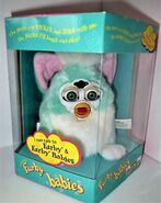 Mint Green Furby Baby in its box