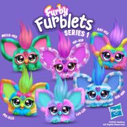 Amazon.com picture featuring artwork of the series 1 Furblets, along with their names.