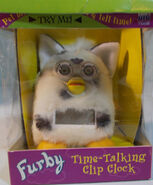 Dalmatian Furby Time-Talking Clip Clock with orange feet