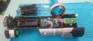 Inside a Lightsaber, before fixing battery contacts