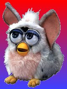 A Cartoonish-looking prototype Leopard Furby.