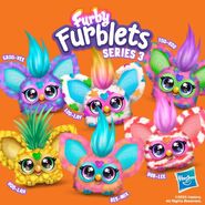 Amazon.com picture featuring artwork of the series 3 Furblets, along with their names.