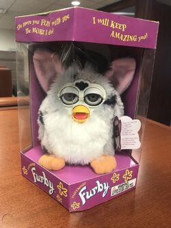 Vintage Furby 1998 Snow Leopard model 70-800 green eyes RARE