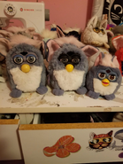 Bandit Elephant next to a Elephant Furby Buddy, and Sun Bleached Elephant Furby