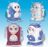 A Teamforce stock photo showing a blue and a red Space Robby II with a Space Robby and a Space Robby III.