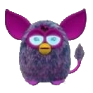 a CGI Voodoo Purple Furby which was originally from a Korean promotional image
