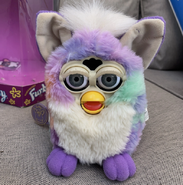 Tie Dye Furby with gray eyes