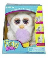 A Furby Baby With Lavender Belly And White Fur