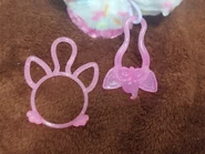 Bee-Day's backpack clip compared to the pink keychain from the Furby Minis