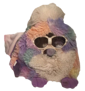 a tie-dye furby without the shell