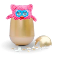 A Hibou Egg stock photo of a pink Fuzzy Wonder hatching from a golden egg