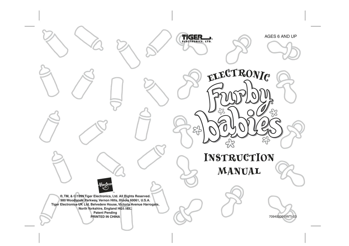 Furby Babies ホワイト TOMY　英語・日本語説明書　血統証明書付き Furby Babies/ファービーベイビーズ・TOMY/トミー・ホワイト