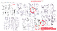 Yoop's various character designs alongside Plory.