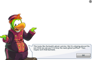 Skip's message when entering the Puffle Hotel Storage for the first time