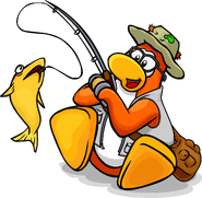 As seen on the cover of the Igloo Upgrades catalog in the Old Client, along with the Fishing Hat, Black Glasses, Fishing Vest and Fishing Rod