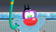 Oggy with Snorkeling Mask in a Kitchen