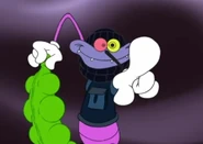 Joey wants to use Marky as the cannon and the pea as the bullet