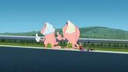 Jack and Oggy were completely naked and this scene was cut in some countries therefore replacing this scene with the scene where they got back their clothes
