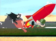 Hunter shoots kangaroo in old version.