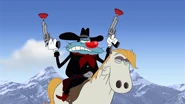 Oggy holding two pistols that shoot plungers in new version.