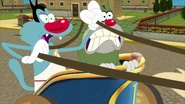 Oggy to whip the horse.