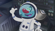 Oggy in the 20th Century Explorations. He is seen in outer space (Mission Apolloggy, Season 5).