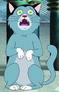 Oggy being transformed in the realistic cat form as seen in the episode "For Real!"