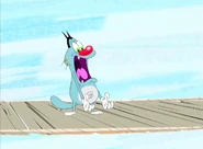Oggy about to plummet.
