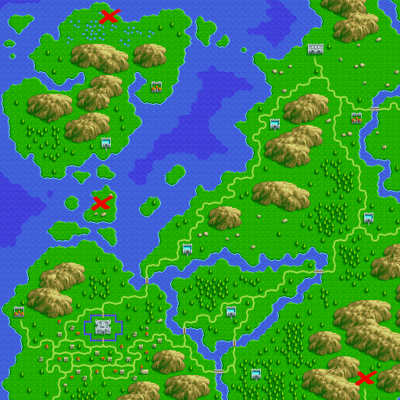 A red X marks the location of each buried treasure.