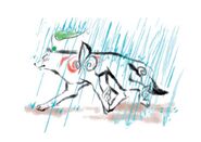 Amaterasu walking in the rain