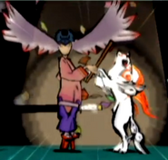 Amaterasu and Waka doing a dance during the "It Takes Two To Tango" Prophecy.