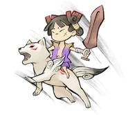 Kuni riding Chibiterasu.