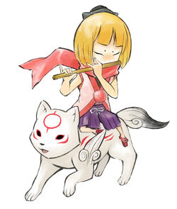 Okamiden - Chibi and Kurow by krystlekmy on DeviantArt